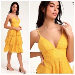 Lulus Endless Romance Lace Ruffled Midi Dress XS